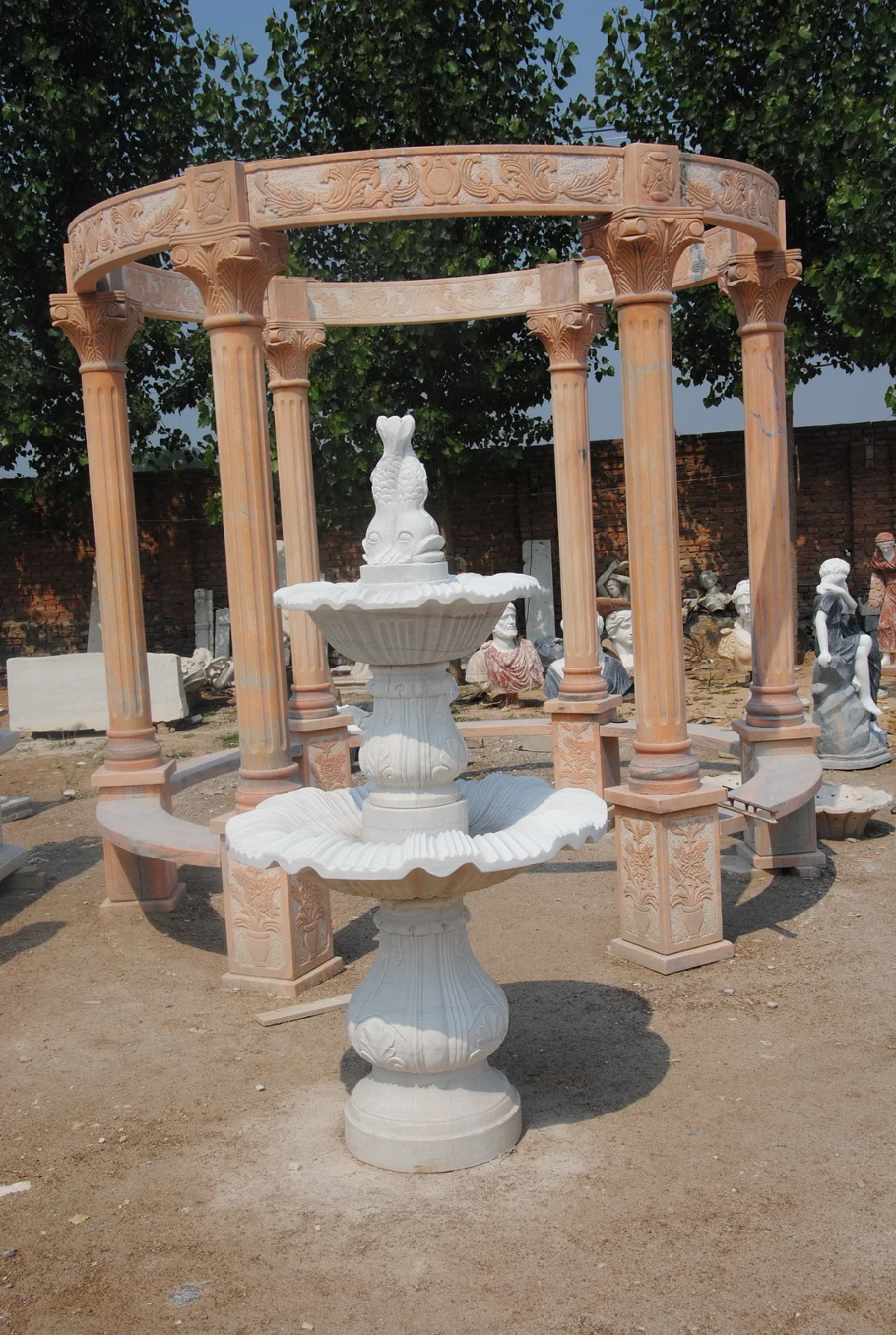 Customized Outdoor Garden Decoration Natural Marble Modeling Fountain Marble Sculpture