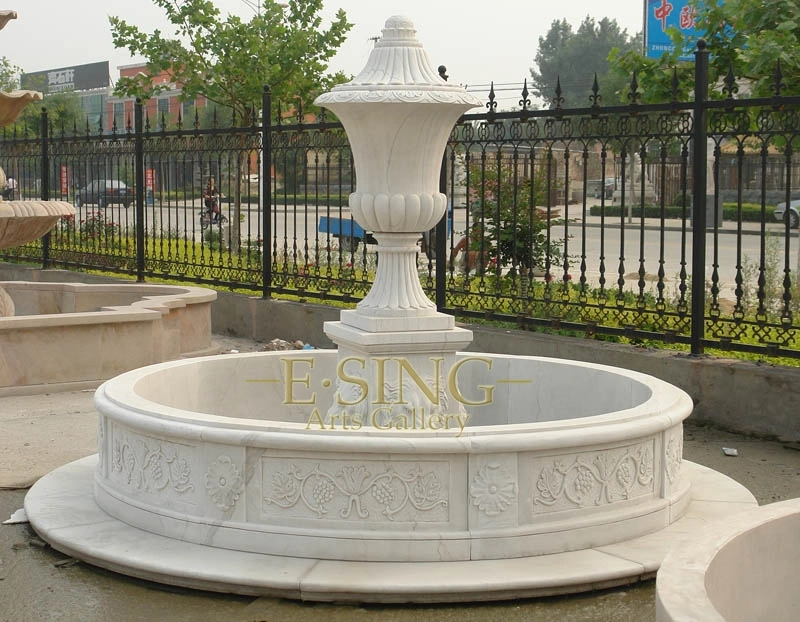 White Stone Garden Layer Fountain with Sculptures