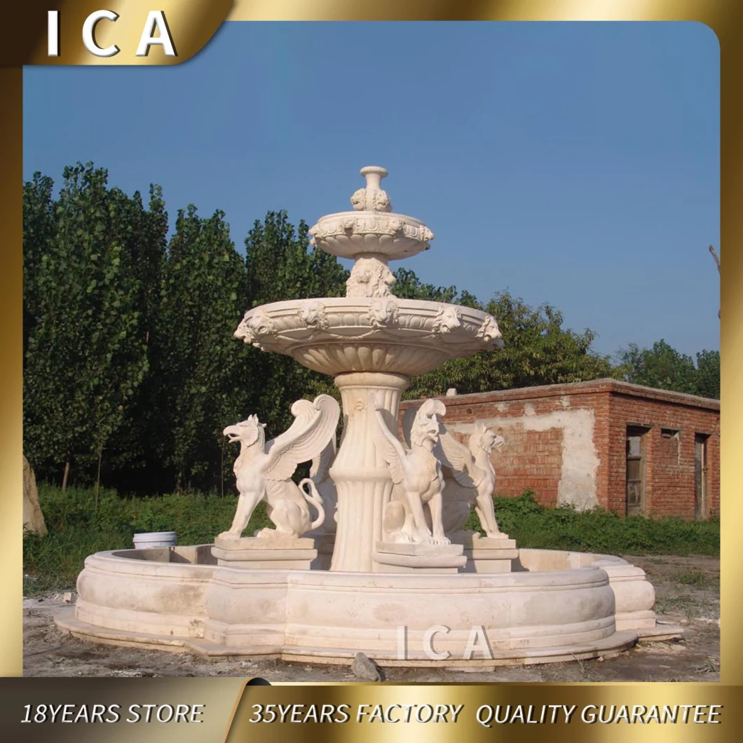 Outdoor Decorative Garden Large Granite Fountain &amp; Marble Fountain Statue Water Horse and Lion Stone Fountain for Sale