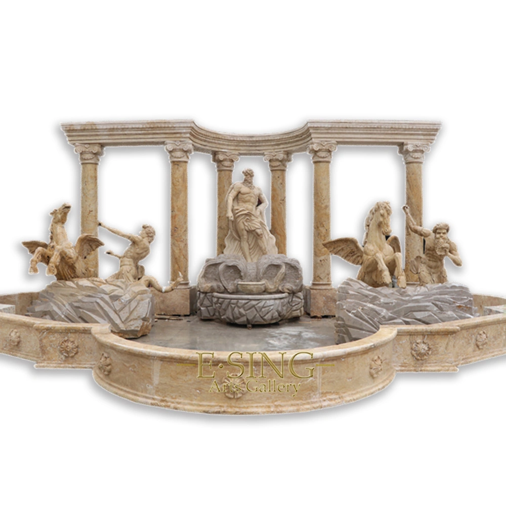 Handcraft Outdoor Marble Horse Sculpture Large Fountain