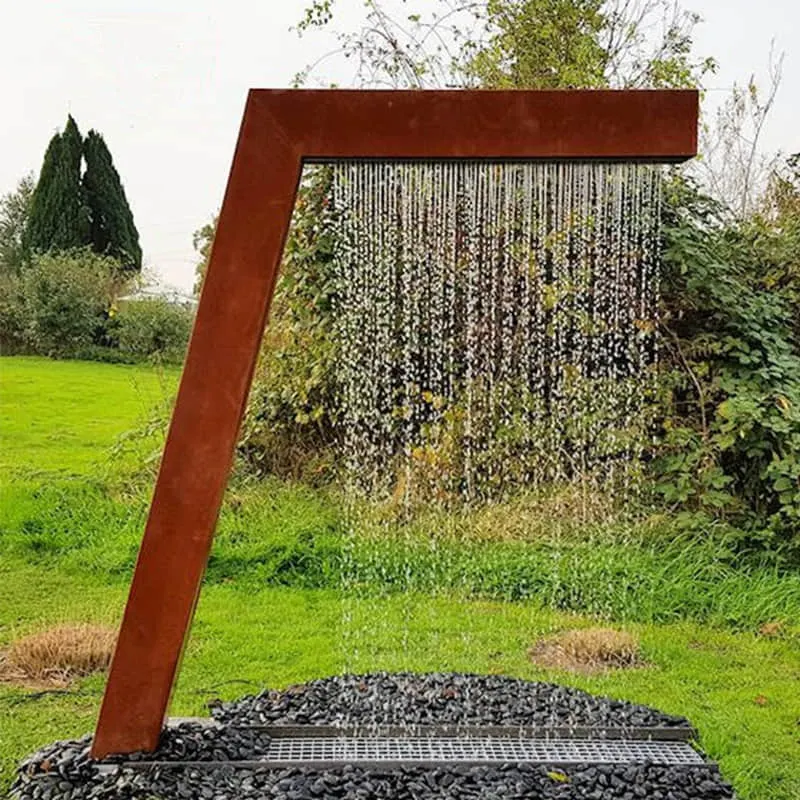 Corten Steel Metal Rain Curtain Water Feature