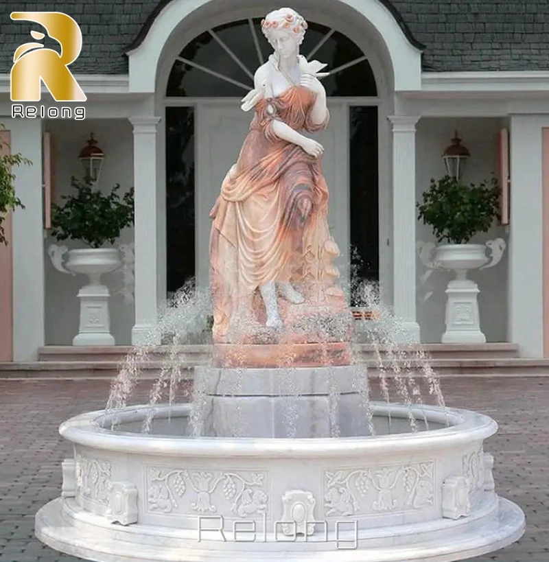 Outdoor Garden Decoration Marble Stone Figure Sculpture Water Fountain for Sale