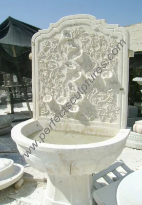 Stone Marble Carving Flower Sculpture Wall Fountain for Garden Decoration (SY-W070)