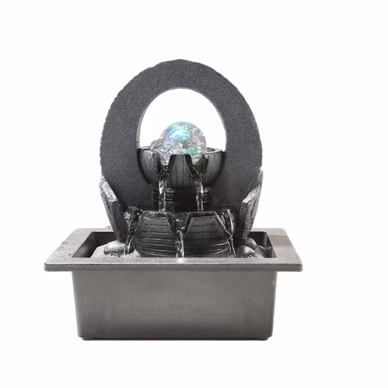 Unique Tabletop Garden Indoor Large Polyresin Resin 3D Fountain with Lights