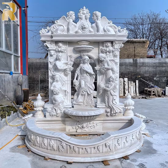 Factory Price Natural White Marble Angel Wall Fountain for Home Indoor Decor
