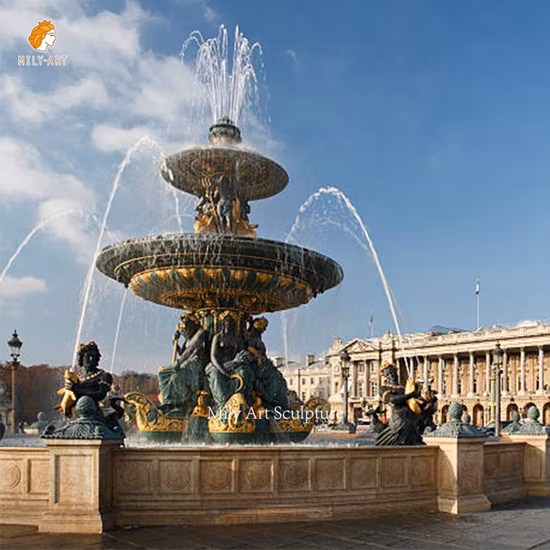 Outdoor Landscape Decoration Famous Large Giant Big Metal Bronze Figure Lady Sculpture Statue Place De La Concorde Paris Water Bronze Fountain