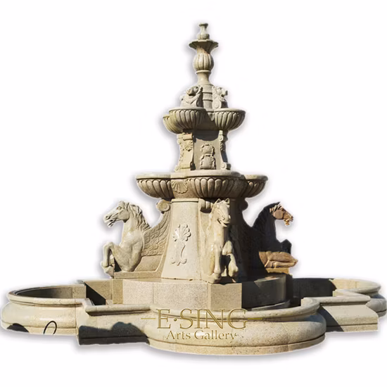 Handcraft Outdoor Marble Horse Sculpture Large Fountain